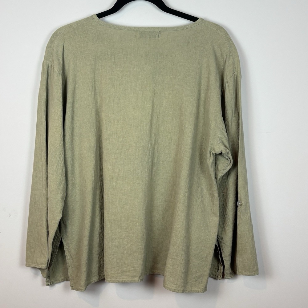 Willow‎ 100% Linen Womens Sage Green Lagenlook Top SM Boho Artsy Relaxed Fit - Picture 5 of 8